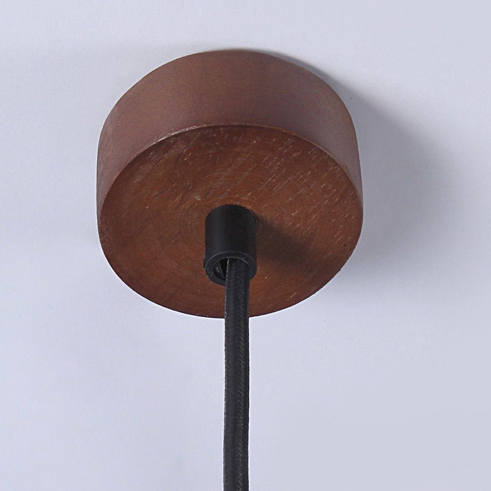 Double-Glass Mini Pendant — Walnut Wood, Frosted Inner & Tempered Outer Shade, E14, 7.1" Diameter