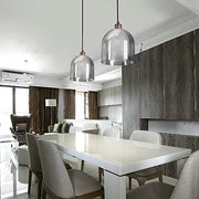 Double-Glass Mini Pendant — Walnut Wood, Frosted Inner & Tempered Outer Shade, E14, 7.1" Diameter