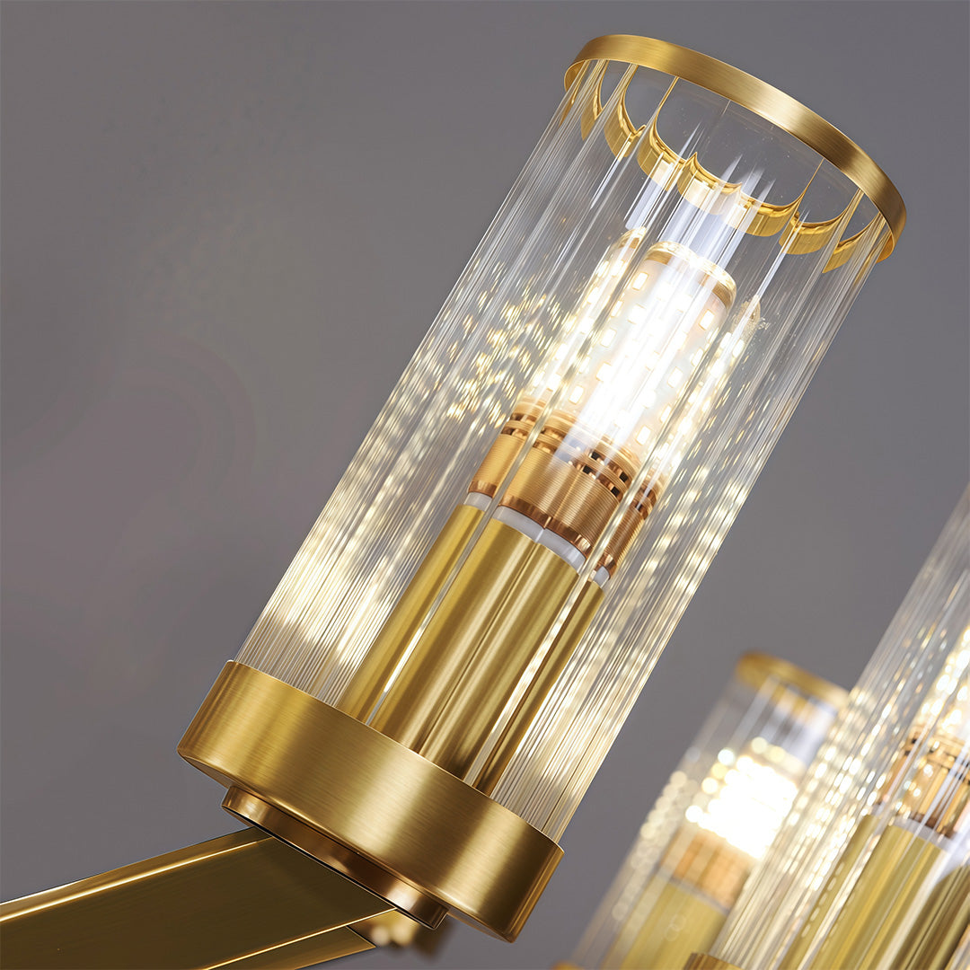 Double Wall Sconce — Pure Copper Frame, Transparent Glass Shades, 2-Light, E14, Hardwired
