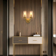 Double Wall Sconce — Pure Copper Frame, Transparent Glass Shades, 2-Light, E14, Hardwired