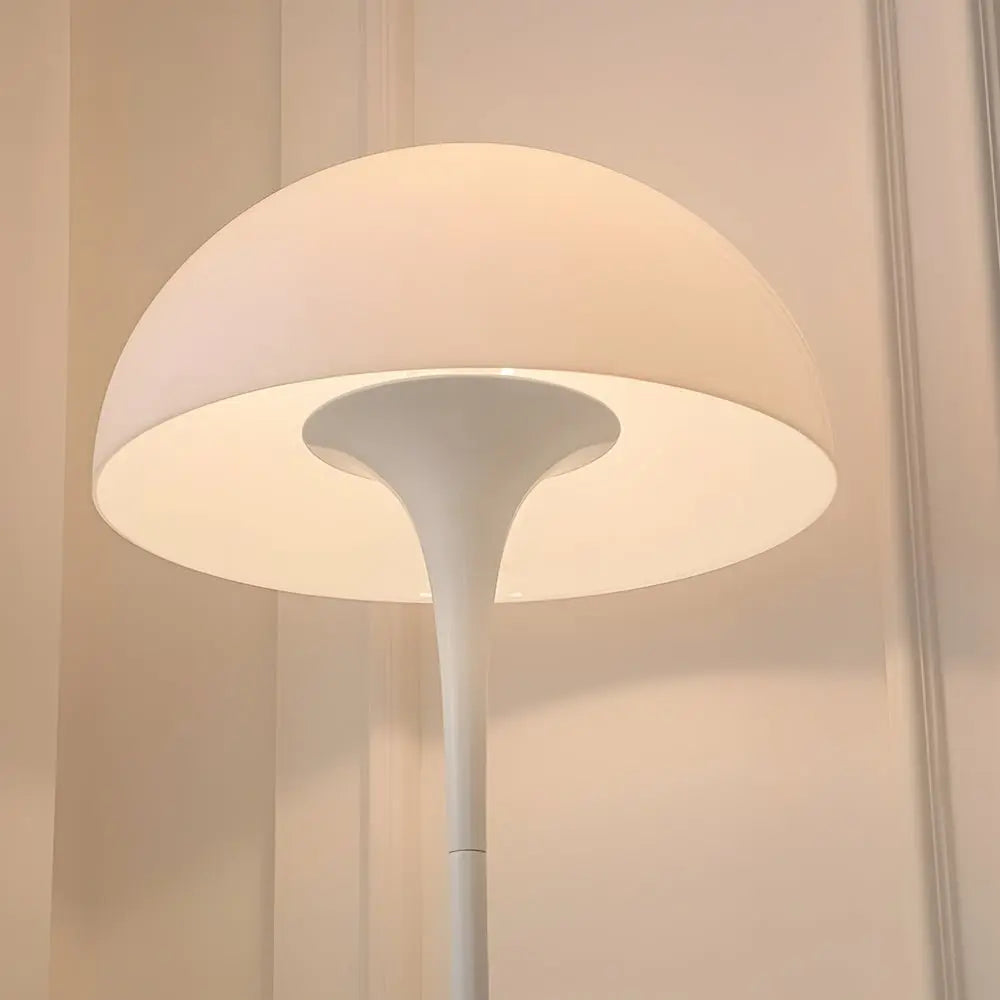 Modern White Dimmable Mushroom Dome Floor Lamp with Downlight Luxe