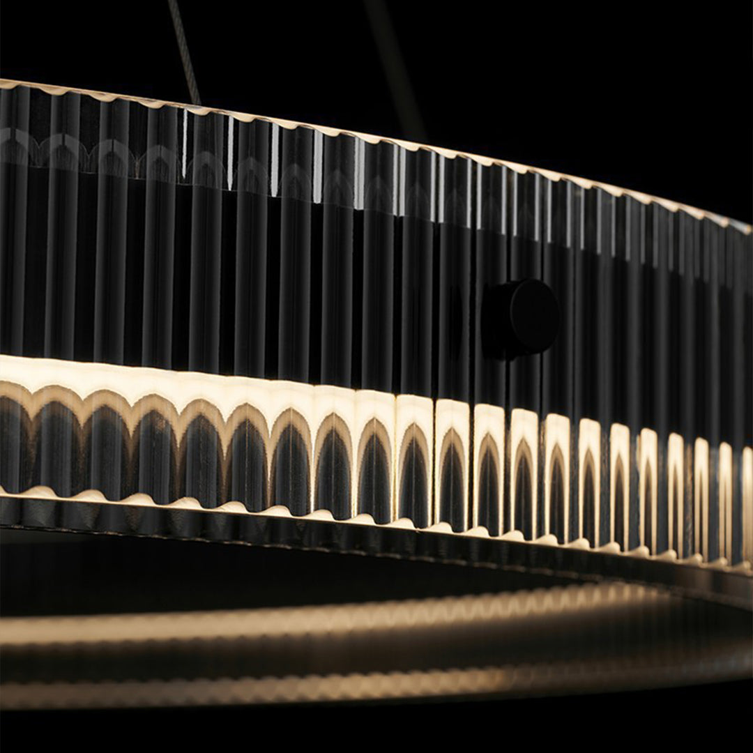 Round Black Glass Chandelier — Aluminum, Full-Spectrum LED, RA≥97, Dimmable, 60cm / 80cm / 100cm