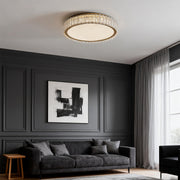 Crystal Flush-Mount Ceiling Light — Chrome Stainless Steel, LED, Three-Color Dimming, Round & Rectangular Sizes
