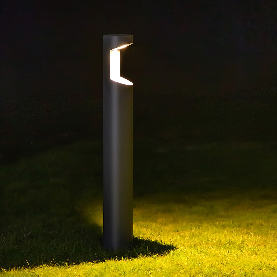 Minimalist One-Way Bollard Light — Die-Cast Aluminum, 8W CREE LED, 3000K, IP65, 30cm / 60cm / 80cm