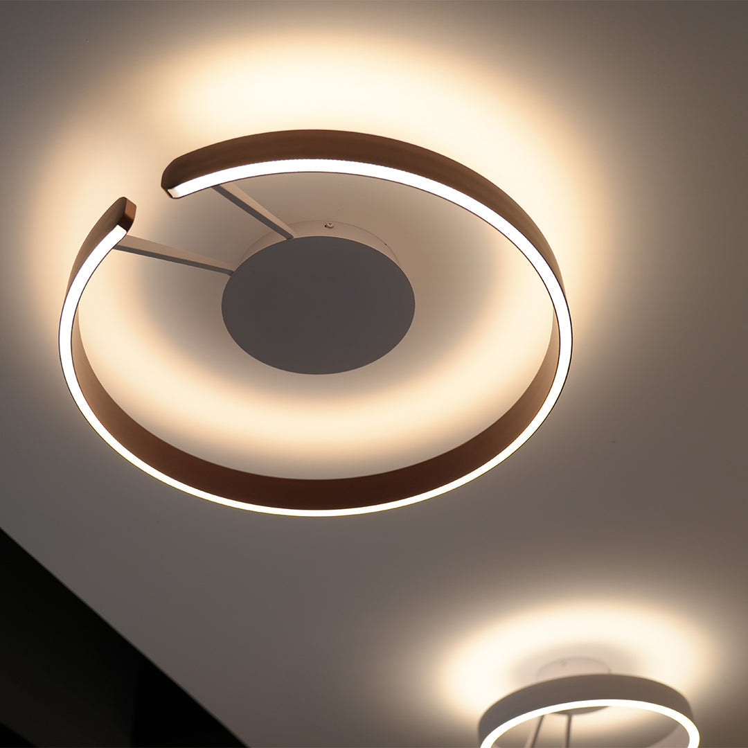 Minimalist Halo Ring Flush-Mount Ceiling Light — Iron & Aluminum, 80W LED, 15.8" or 23.6", Black / White / Coffee Brown