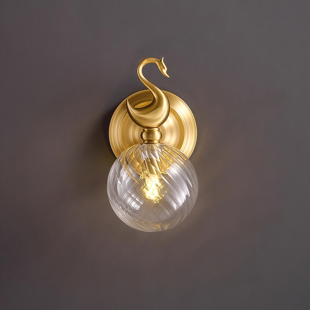 Modern Minimalist Wall Sconce — Brass, Transparent Glass Shade, G9 Hardwired
