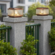 All-Copper Outdoor Pillar Cap Light — Transparent Glass, Solar / Hardwired, Four-Color Remote Control, 2200mAh, Four Sizes