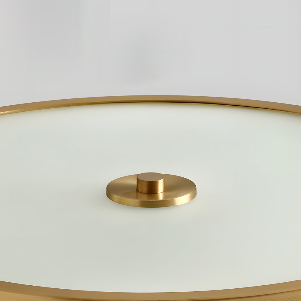 Drum Flush-Mount Ceiling Light — Burnished Brass, Clear Ribbed Glass, E27, 13.8" or 17.7"