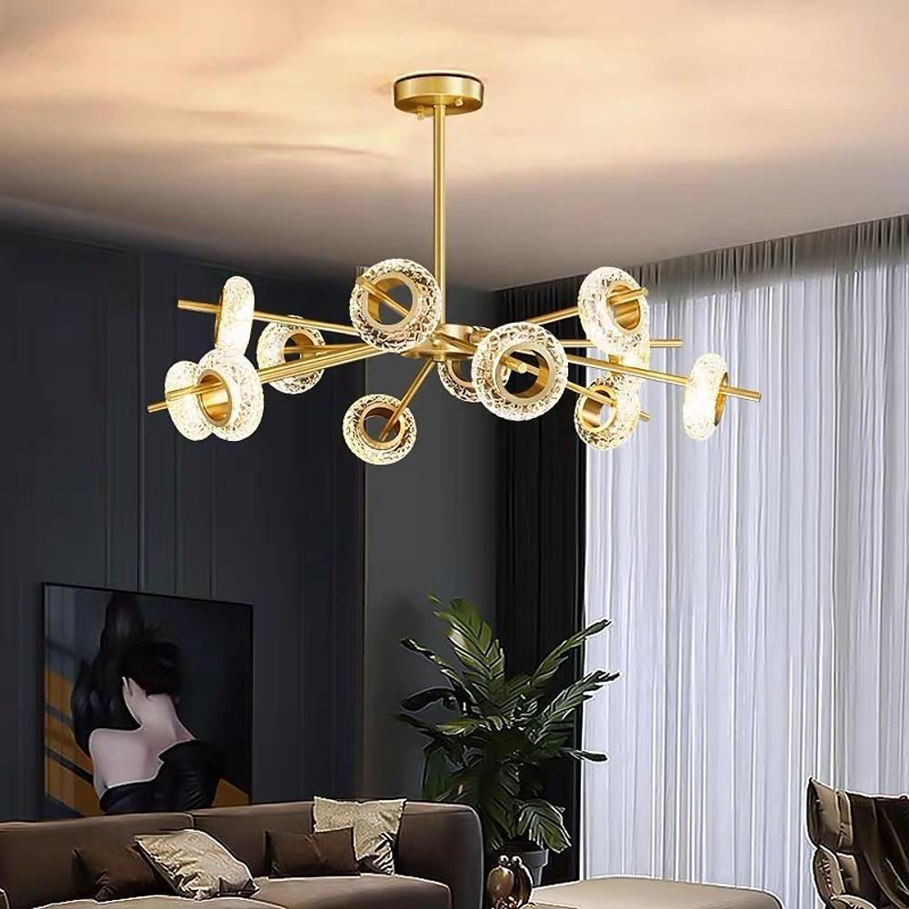 Sputnik Crystal Sphere Chandelier — Brass, Gold Electroplated, Integrated LED 3000K, 8 or 12-Light