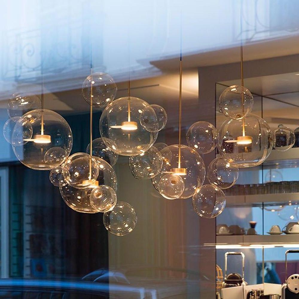 Globe Bubble Glass Multi-Light Pendant — Aluminum, LED, 1-, 3-, 4-, or 6-Light