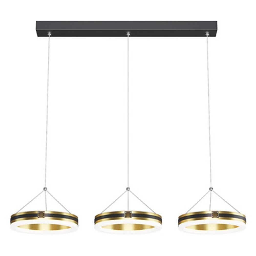 Three-Circle LED Pendant Chandelier — Metal and Acrylic, 3-Light, Dimmable, Three-Color Dimming, 28" Wide