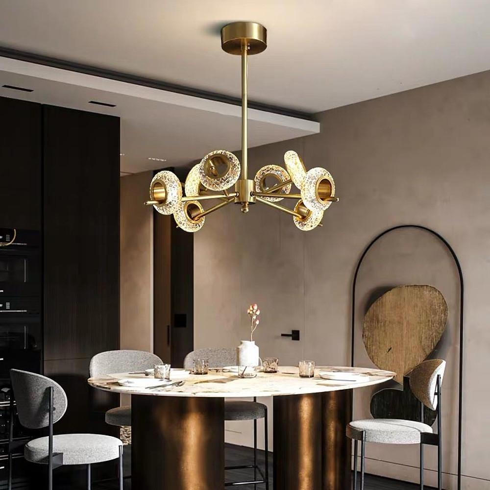 Sputnik Crystal Sphere Chandelier — Brass, Gold Electroplated, Integrated LED 3000K, 8 or 12-Light