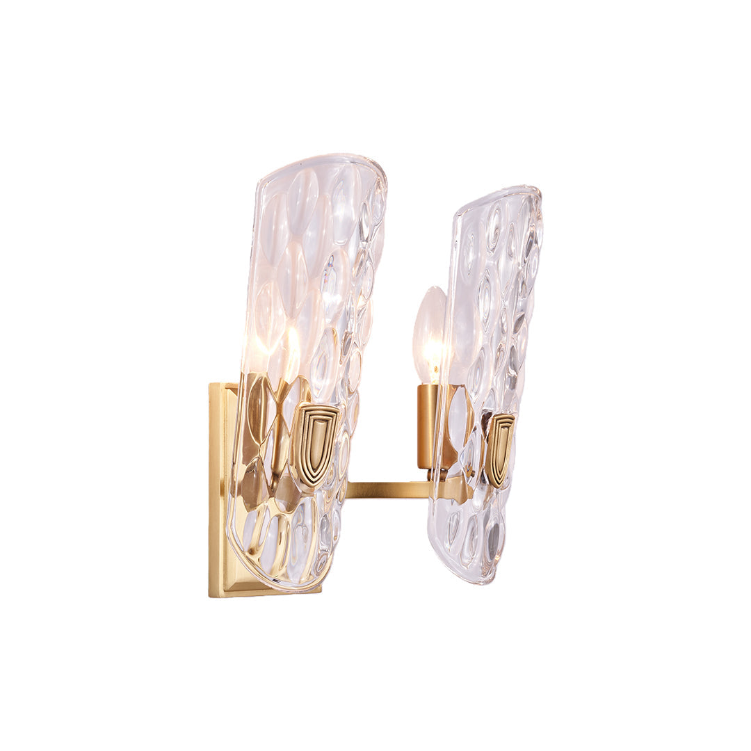 Classic Brass and Glass Wall Sconce — Solid Brass, Transparent Glass, E14, Single or Double Head