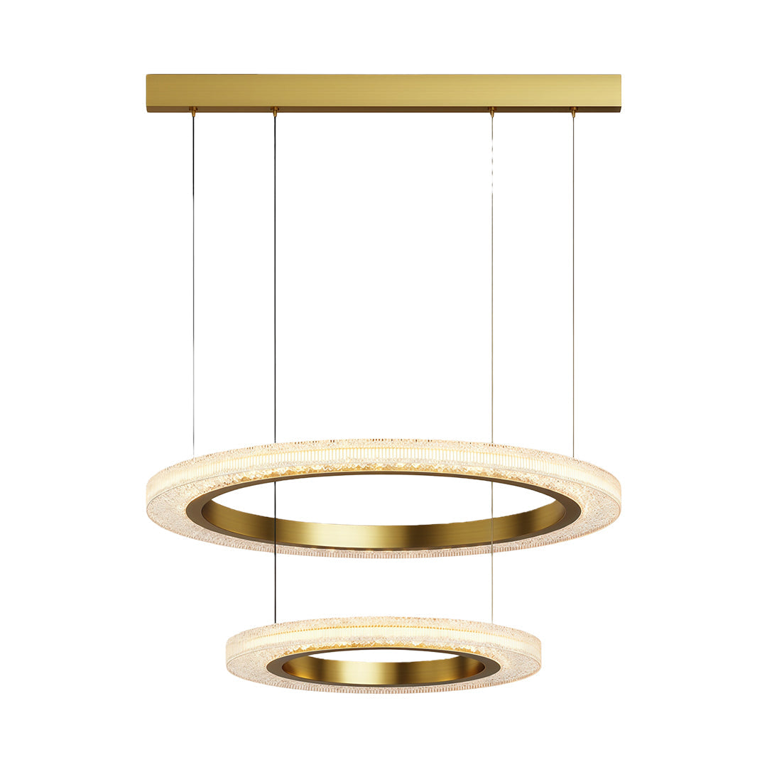 Round Ring Chandelier — Aluminum & Acrylic, 23.6"–31.5", Single/Double/Triple, Three-Color Dimming, Copper/Nickel/Black