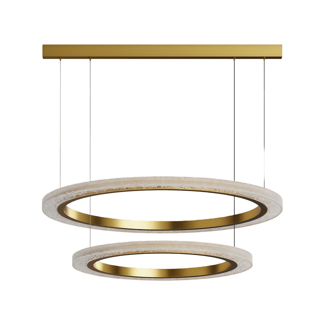 Round Ring Chandelier — Aluminum & Acrylic, 23.6"–31.5", Single/Double/Triple, Three-Color Dimming, Copper/Nickel/Black