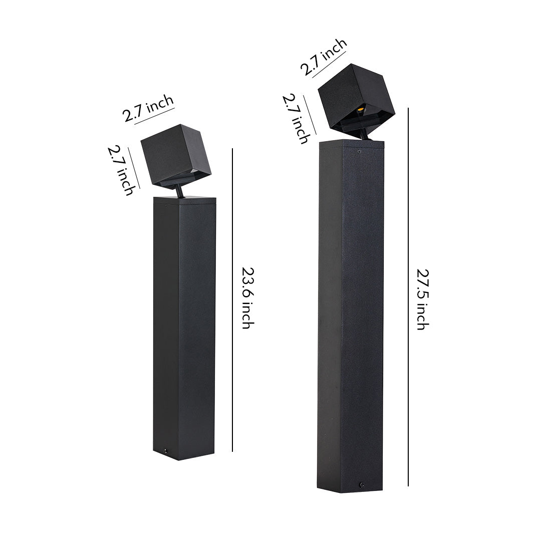Minimalist LED Bollard Path Light — Sand-Black Aluminum, Glass Shade, 3000K, IP65, 7W / 10W