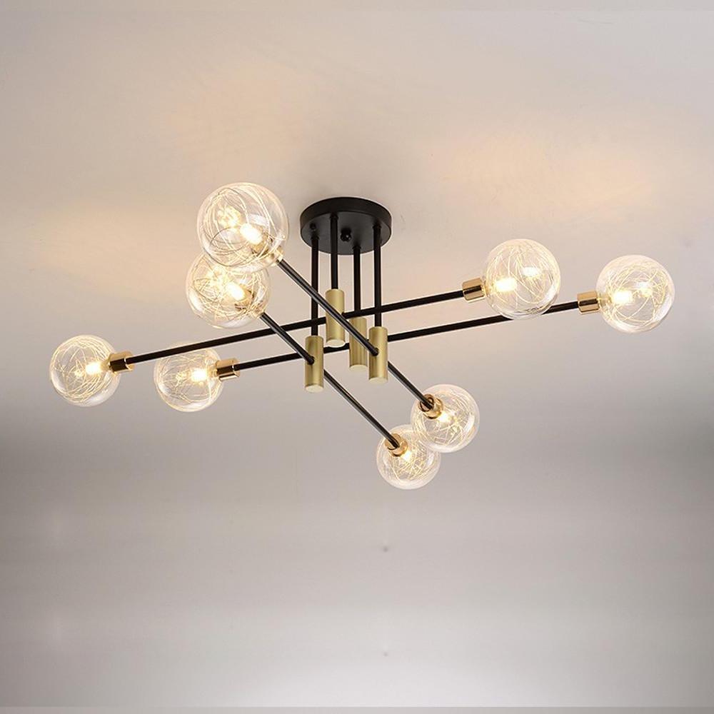 8-Light Modern Semi-Flush Mount Chandelier — Electroplated Metal and Glass, LED, 3000K / 6000K, 32" Diameter