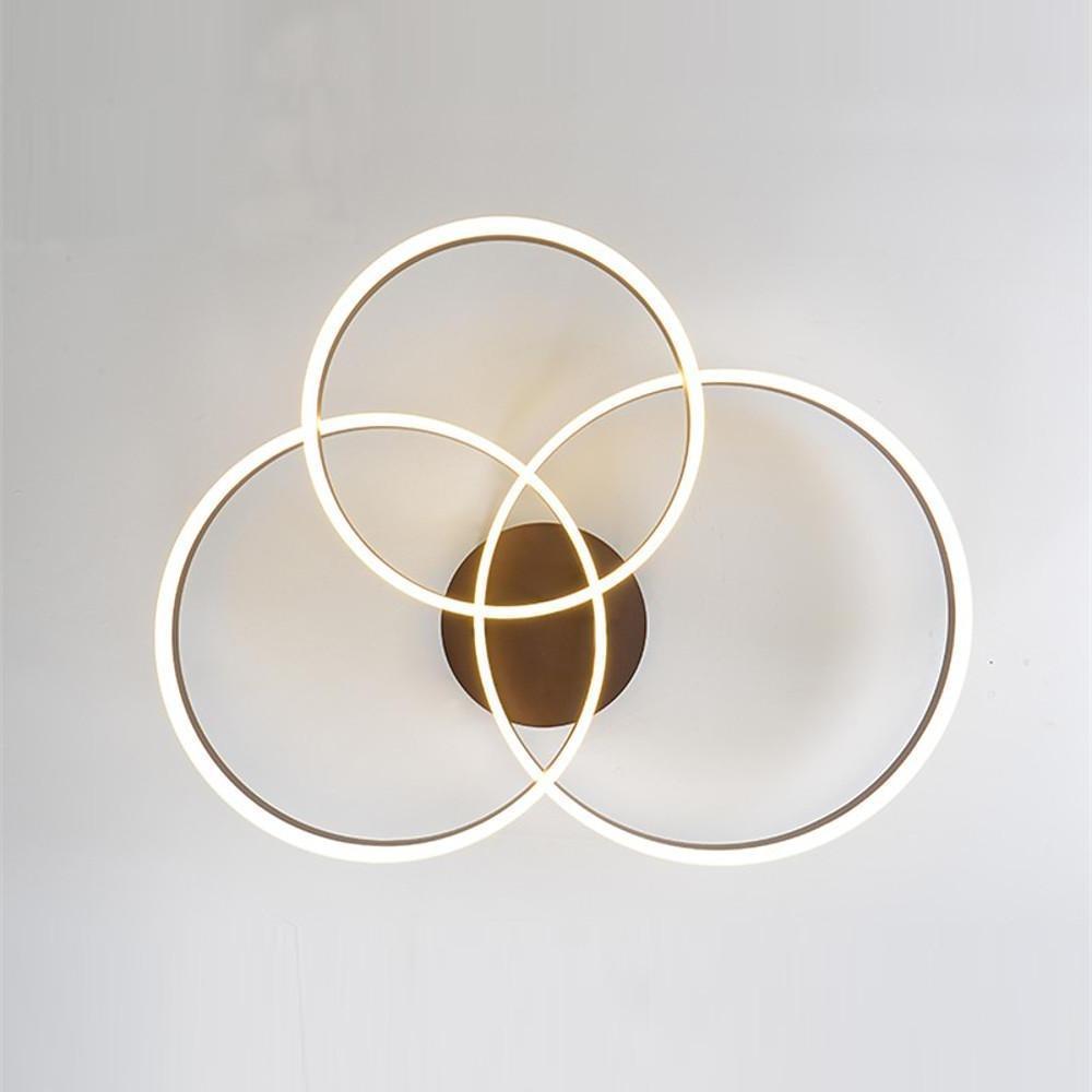 Three-Ring Semi Flush-Mount Ceiling Light — Metal and Acrylic, 3-Light LED, Dimmable, Remote Control, 35"