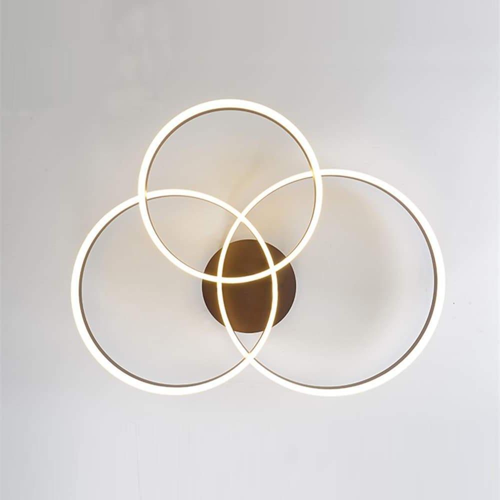 Modern Gold Circular Ring Flush-Mount Ceiling Light — Metal and Acrylic, Integrated LED, Three-Color Dimming, 35" × 28"