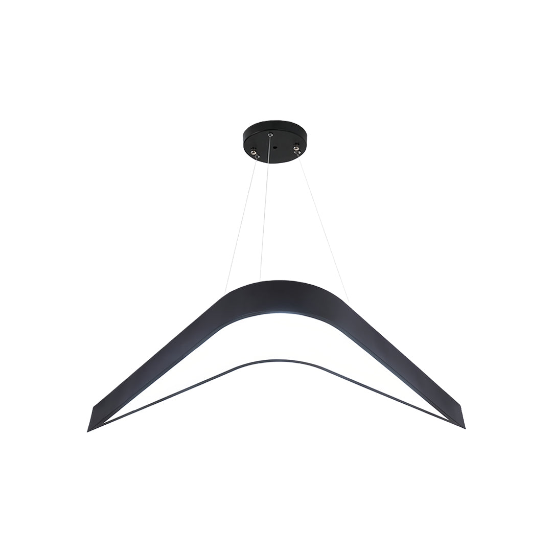 Swallowtail Geometric Chandelier — Black Wrought Iron, White Acrylic, LED, 31.5"–55.1" Dia.