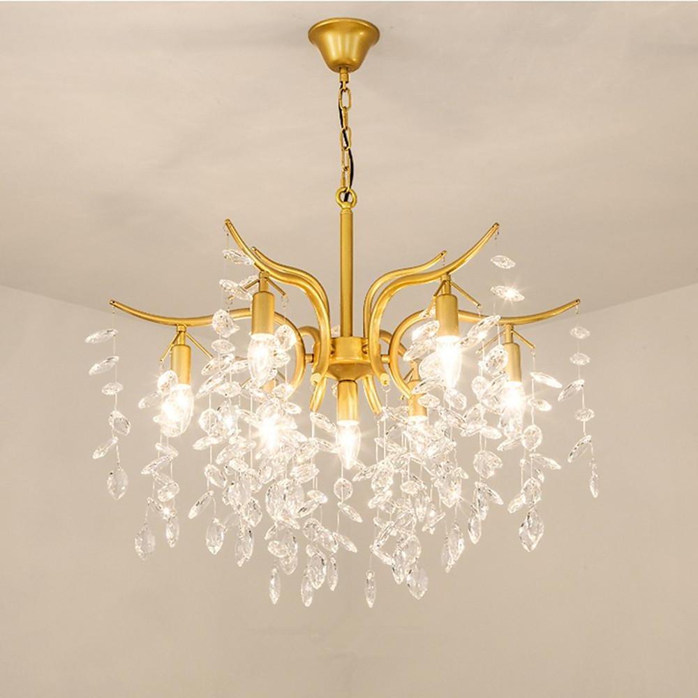 7-Light Antique Crystal Chandelier — Metal, LED, 26" Diameter, Black or Gold, Adjustable Height