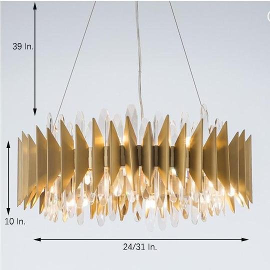 Round Crystal Chandelier — Stainless Steel, LED, 3000–5400K, 8- or 12-Light