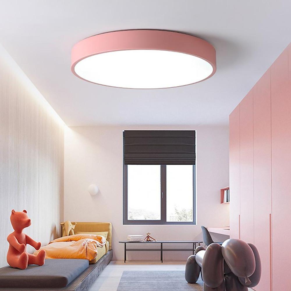 Circular LED Flush-Mount Ceiling Light — 16", 24W, 3-Step Dimming, Remote, Multi-Color Options