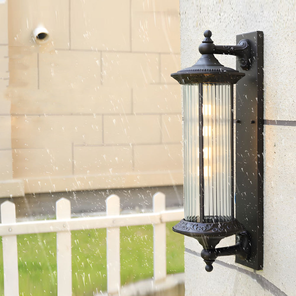 Vintage Outdoor Wall Sconce — Die-Cast Aluminum, Frosted Glass, E27, IP55 Weatherproof, Coffee Gold