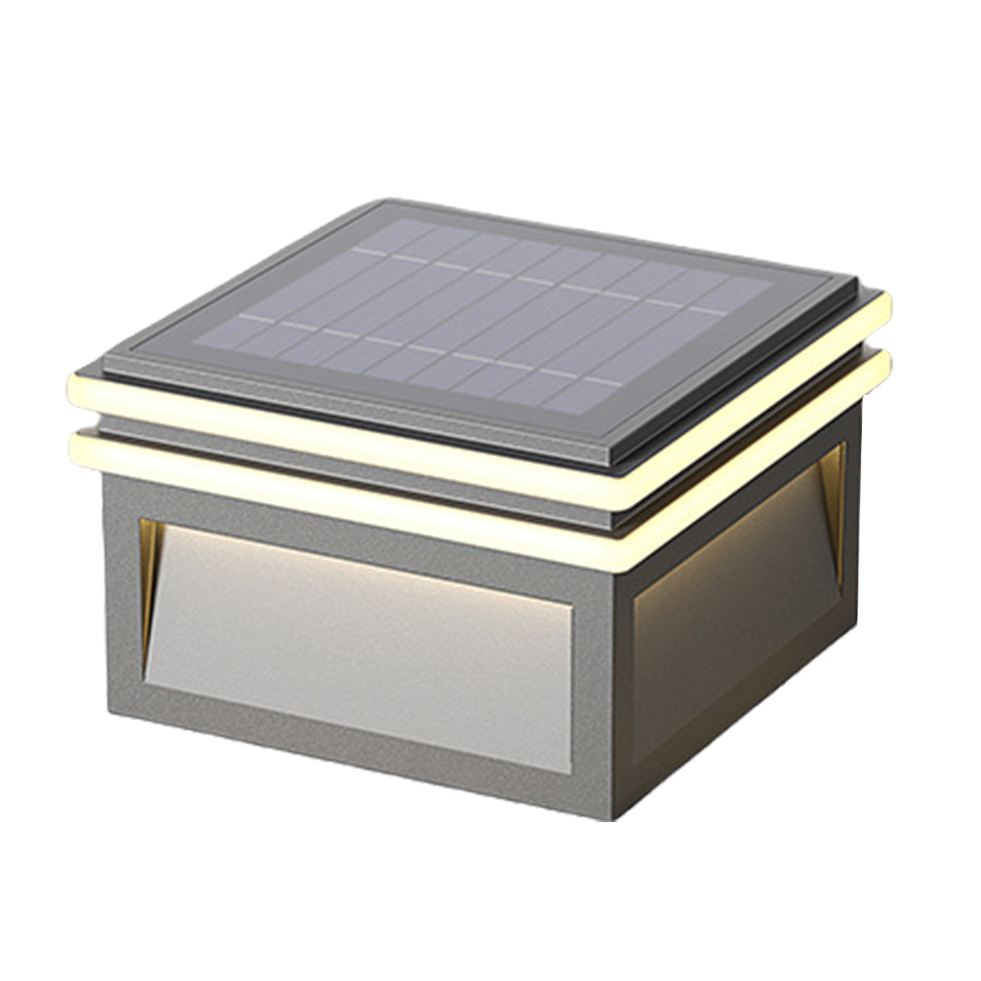 Square Minimalist Pillar Light — Stainless Steel, LED 3000K, Solar or Hardwired, IP65, 7.9"–15.8"