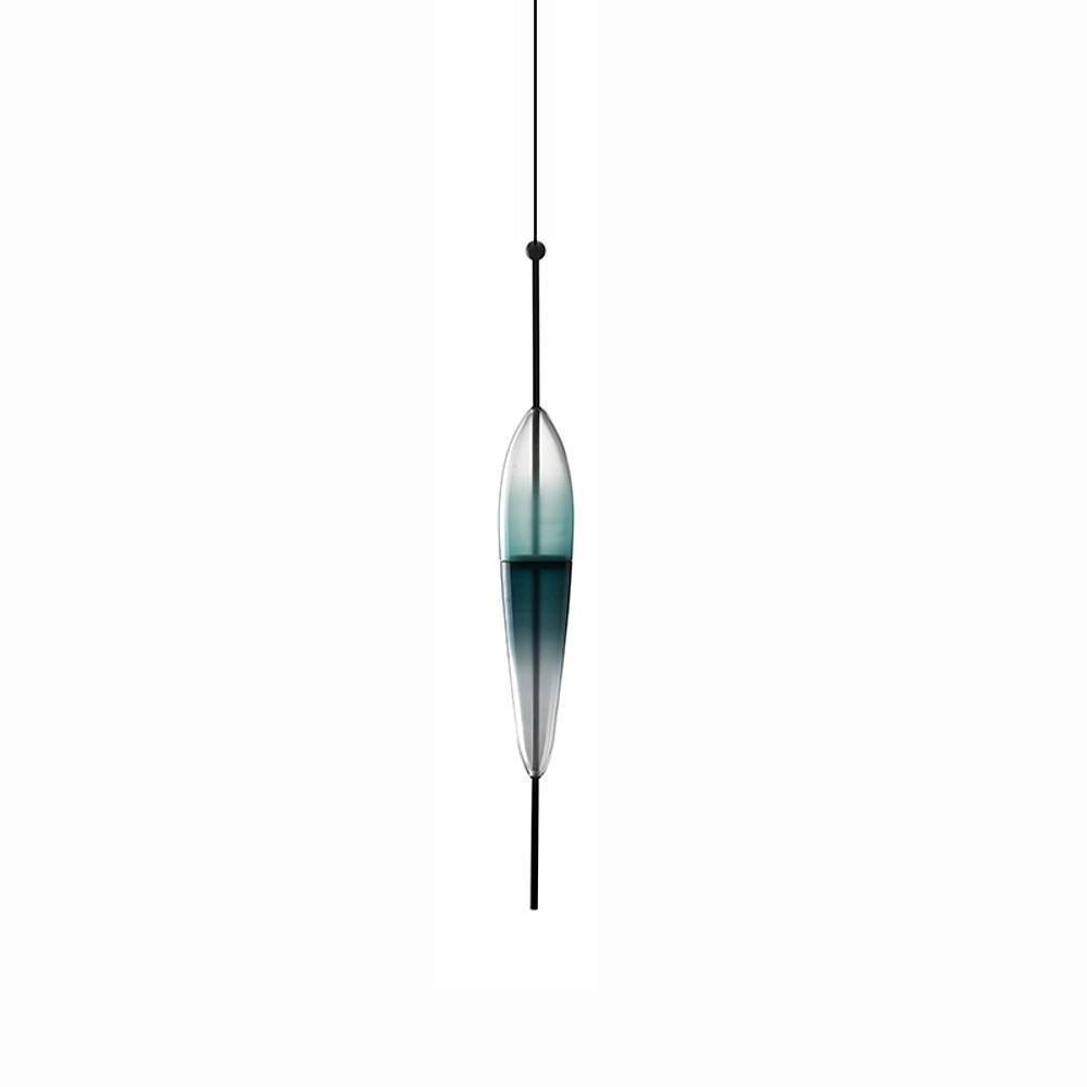 Gradient Blue Glass Mini Pendant — Modern Industrial, 1-Light, 4" Shade, 59" Adjustable Cord