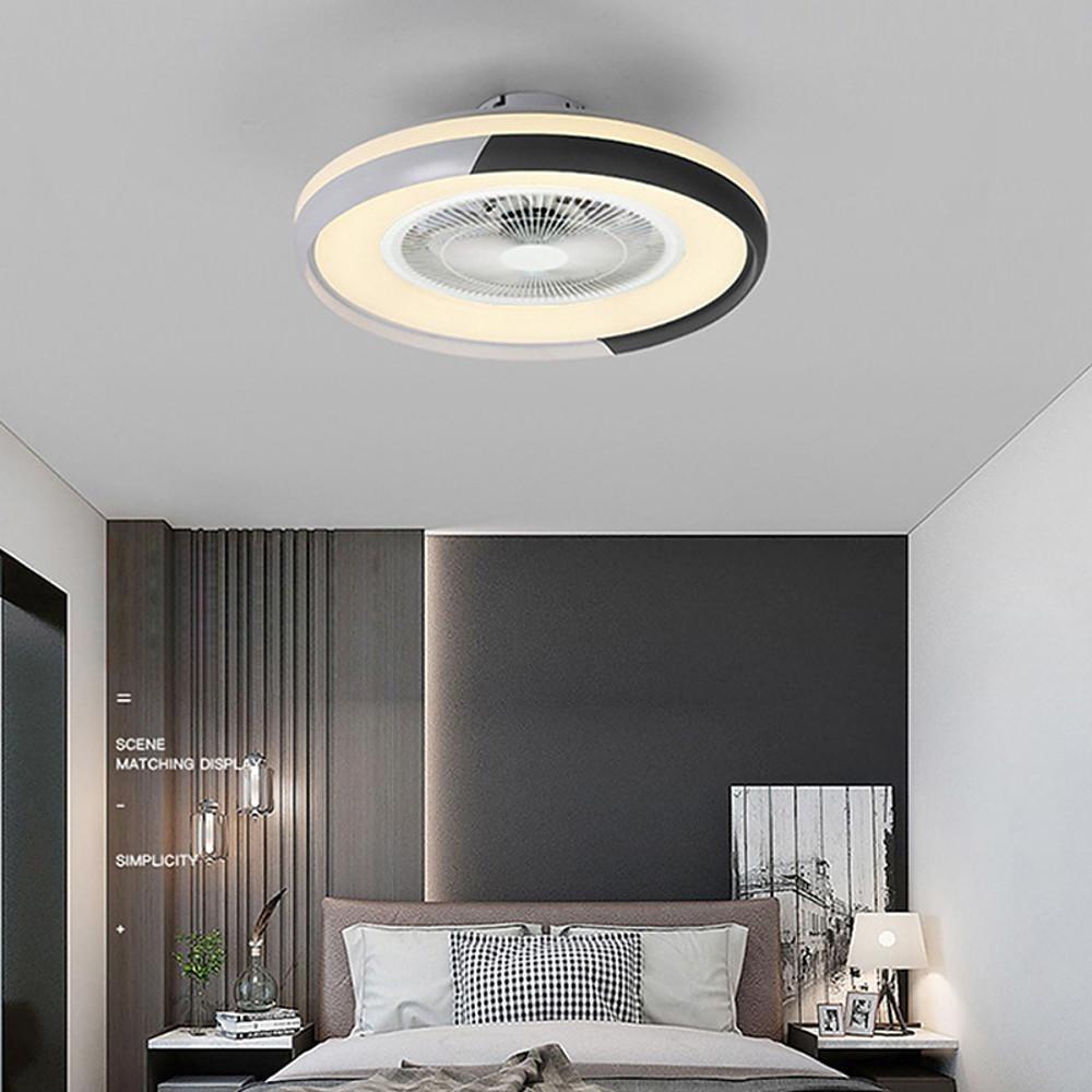 Bladeless Circular Flush Mount Ceiling Fan with Dimmable Light and Remote Control