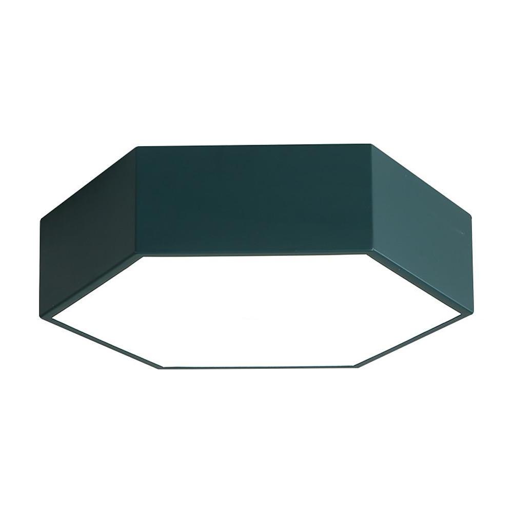 Geometric LED Flush-Mount Ceiling Light — Metal & Acrylic, Tri-Color Wireless Control, 15" Wide