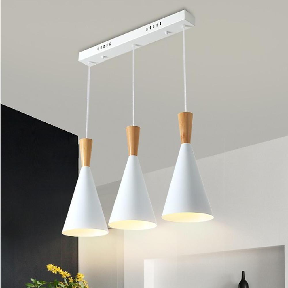 Modern Cone Cluster Pendant Light — White Metal, 1- or 3-Light, E27 LED, Adjustable Cord