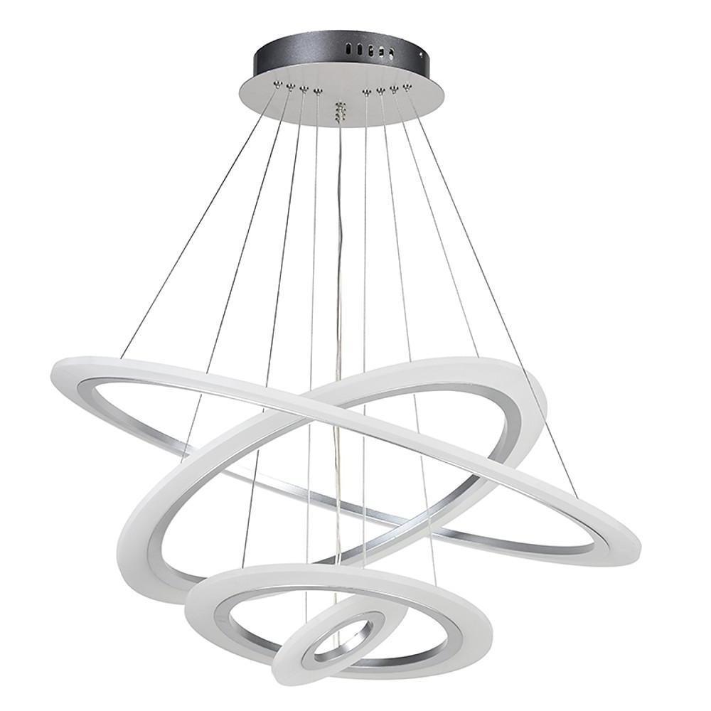4-Ring Modern LED Chandelier — Metal and Acrylic, 31" Diameter, Adjustable Height