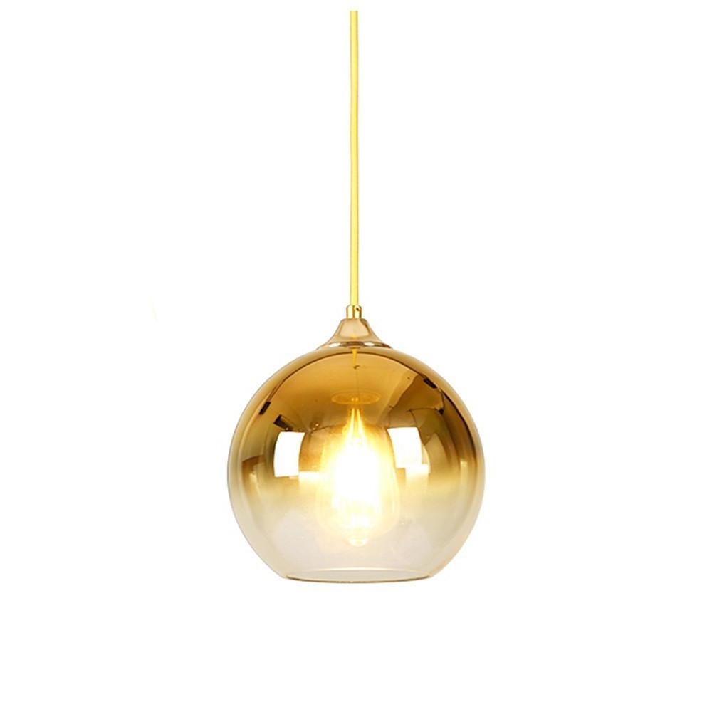 Gradient Glass Globe Mini Pendant — Metal, E26/E27, 12" Diameter, 59" Adjustable Cord, Rose Gold / Chrome / Gold