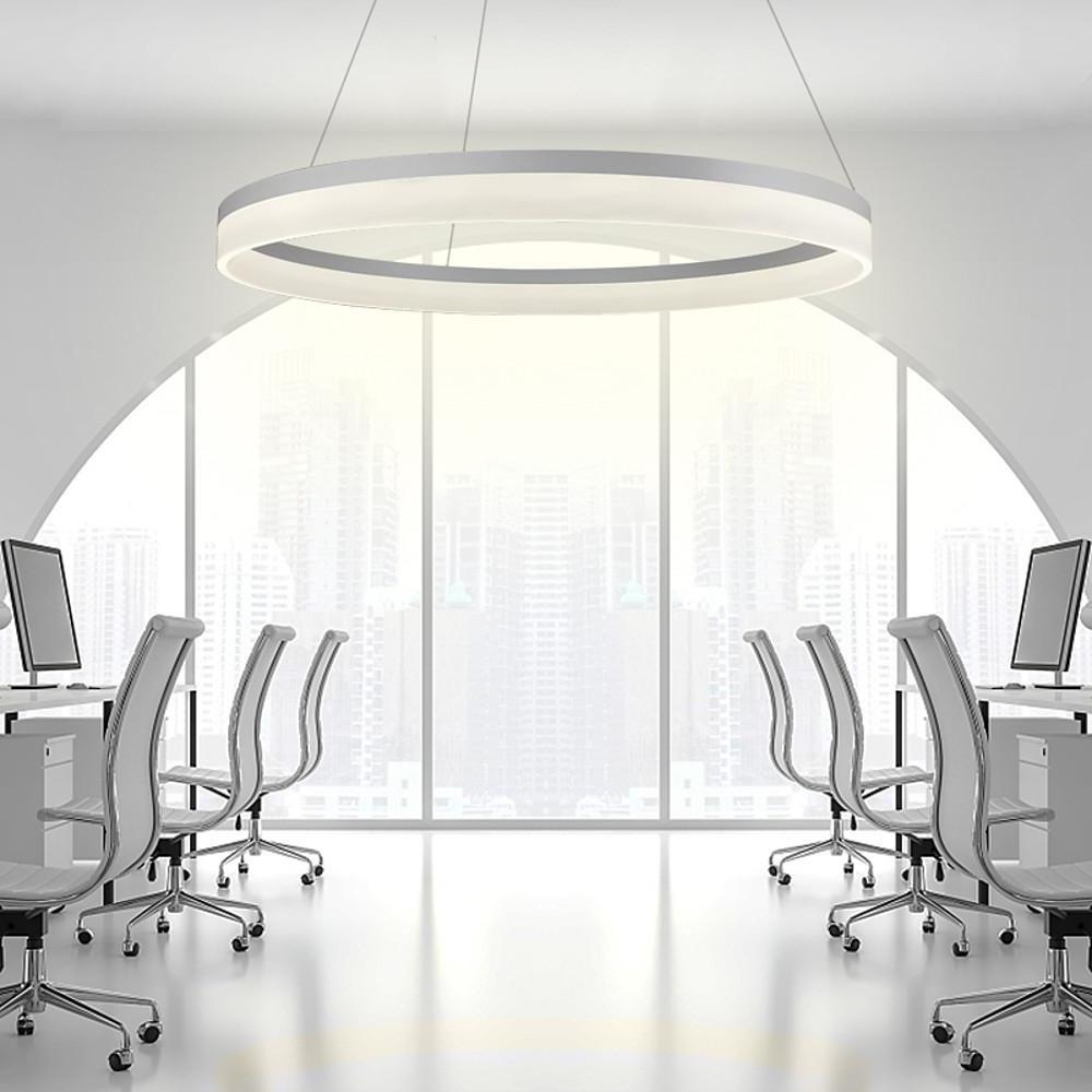 Flat Circular Modern Chandelier — Aluminum & Acrylic, Integrated LED, Dimmable with Remote, 24" or 31", 3000K / 4500K