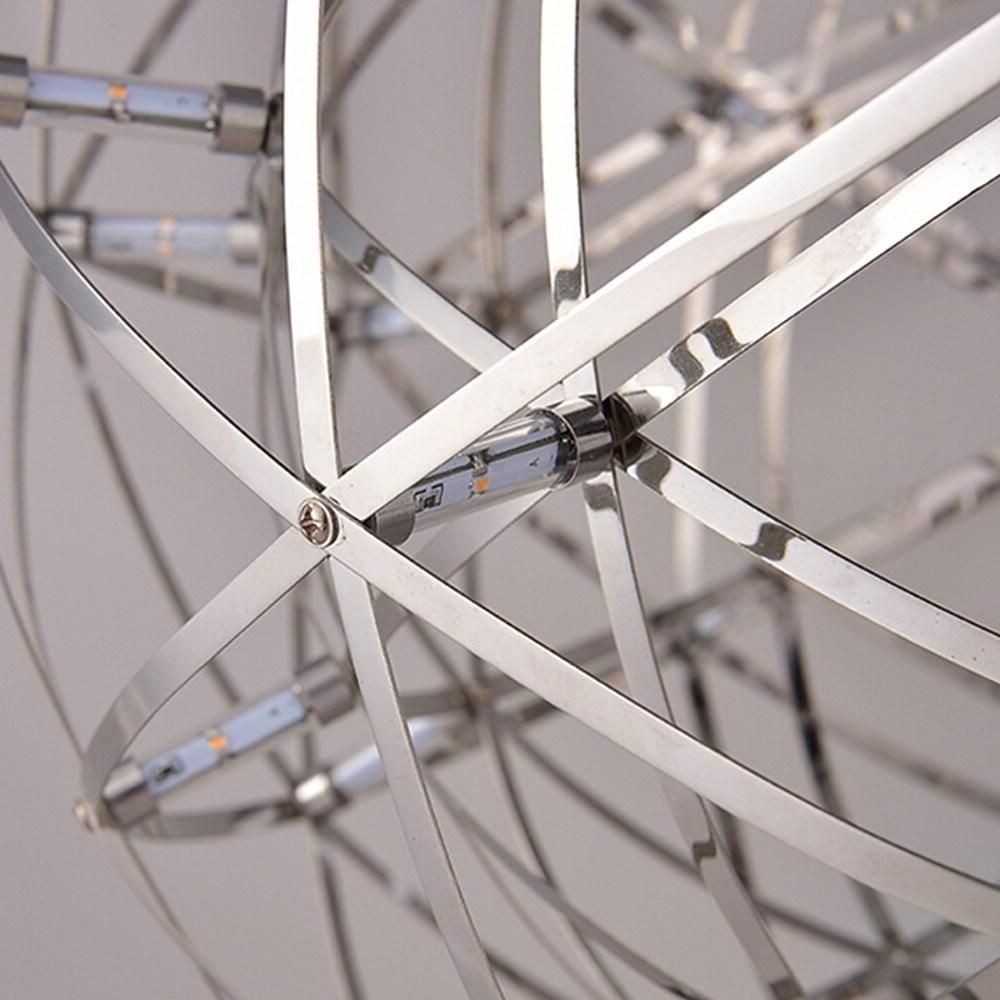 Woven Sphere Pendant Light — Stainless Steel Chrome, 42-Light LED, 12" Diameter, 20W, 3000K / 6000K