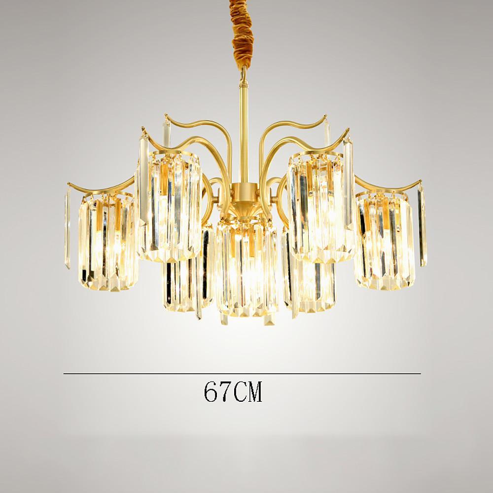 Modern Classical Crystal Chandelier — Copper and Gold, Glass and Crystal Accents, LED, 4- to 11-Light, 22"–39" Diameter