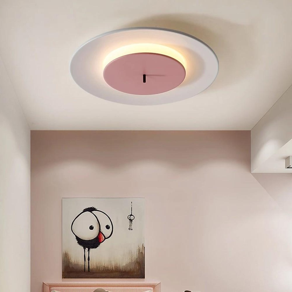 2-Circle LED Flush-Mount Ceiling Light — Aluminum, 12W, 3000K–5000K, 18" Diameter