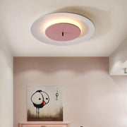 2-Circle LED Flush-Mount Ceiling Light — Aluminum, 12W, 3000K–5000K, 18" Diameter