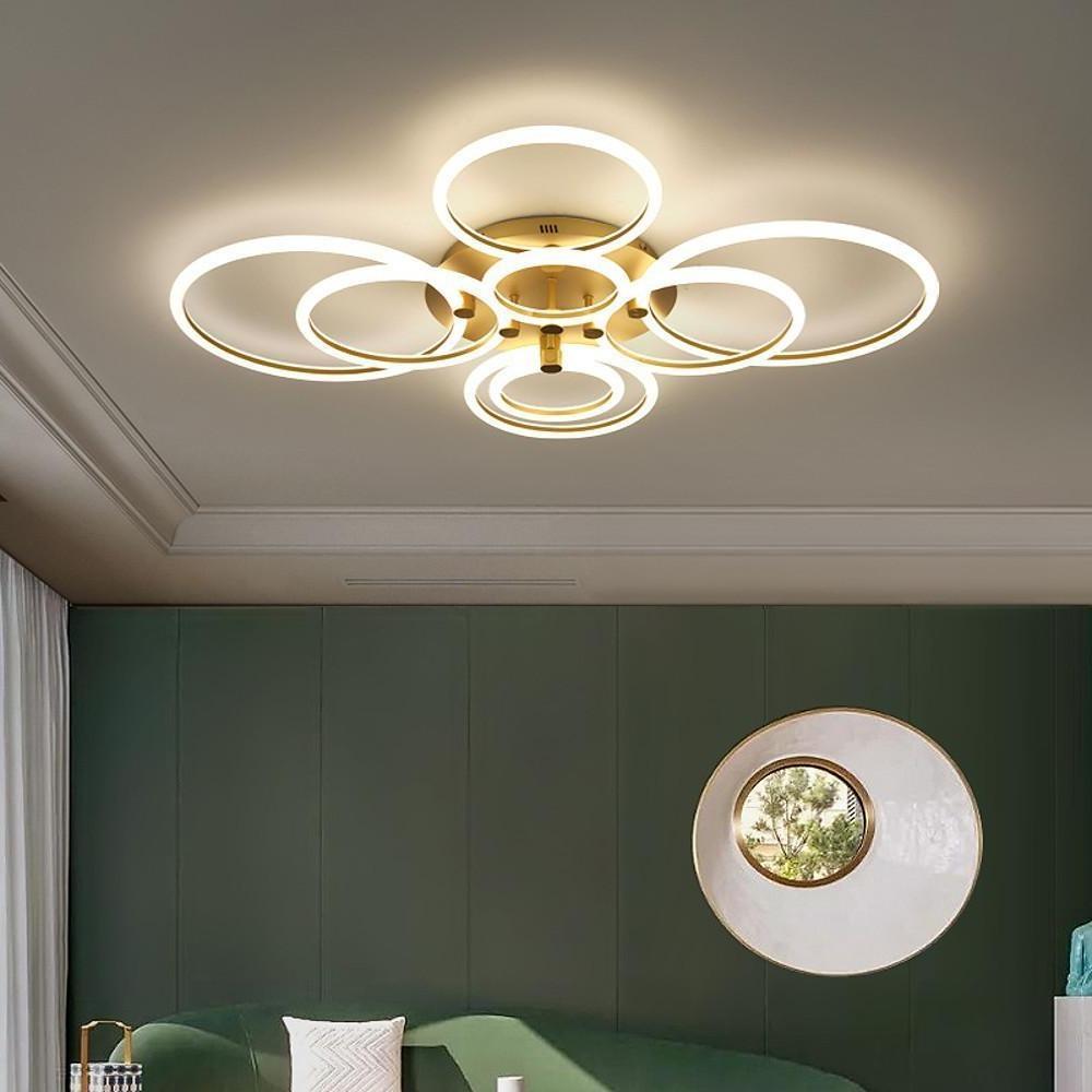 Circular Ring LED Flush-Mount Ceiling Light — Metal & Acrylic, Dimmable with Remote, 2-Light to 6-Light, 18"–30"