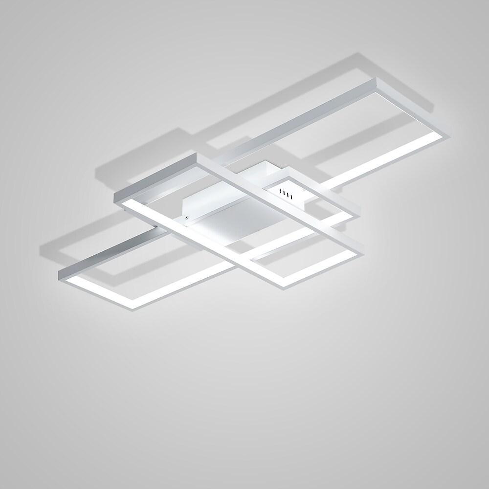 Large Multi-Rectangle Flush-Mount Ceiling Light — 3-Tier Integrated LED, Black, Gold or White
