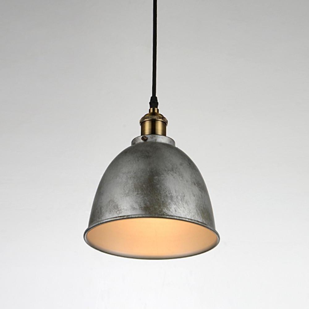 8" Rustic Dome Mini Pendant — Metal, Industrial Bowl, E26/E27, 60W, White / Cool White