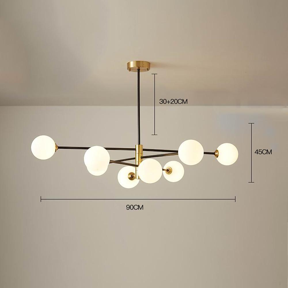 Geometric Cluster Globe Chandelier — White Glass, Black or Gold, 8-Light G9, 35" Diameter, 3000K / 6000K