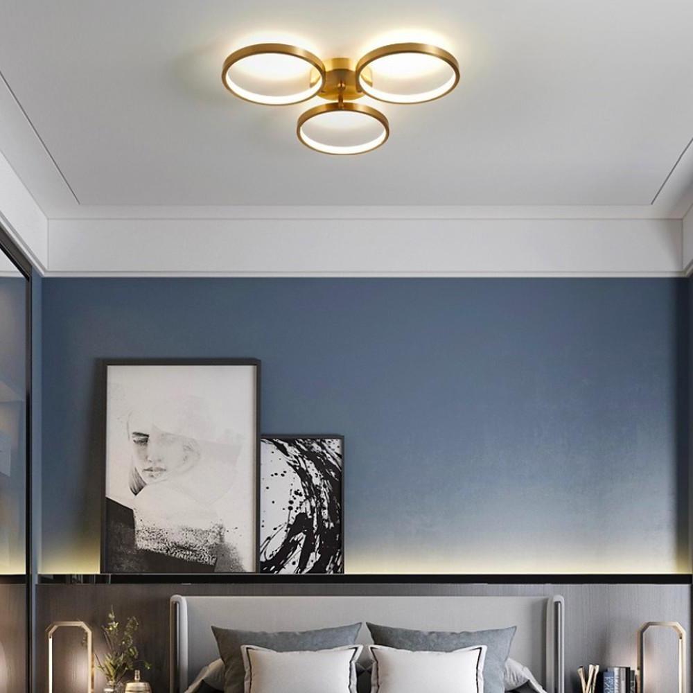Circular Three-Light LED Flush Mount — Copper and Silicone, Golden Finish, 20" Diameter