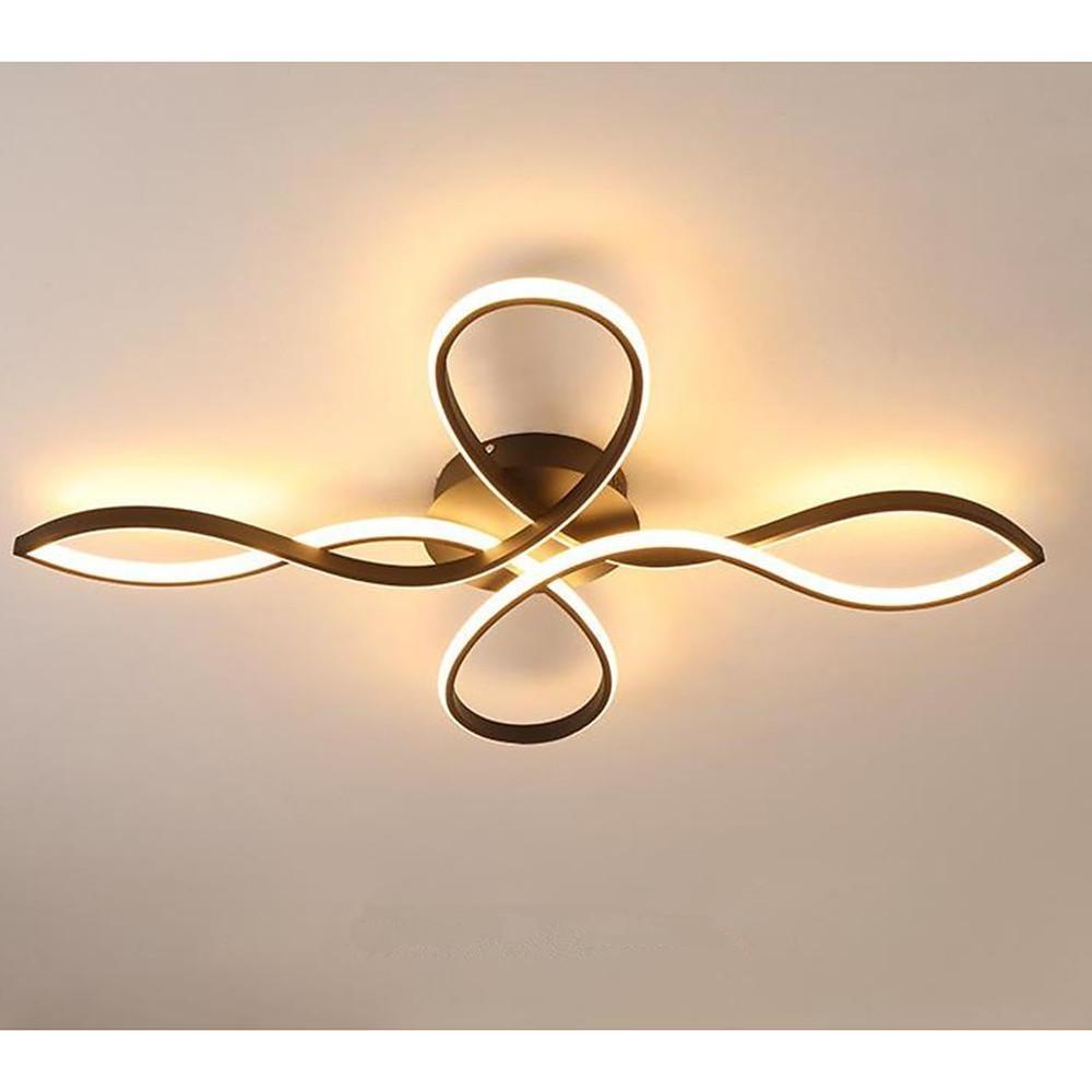 Wave Flower Flush-Mount LED Ceiling Light — Metal & Silicone, 27" Diameter, 38W, Dimmable 3000K–6000K with Remote