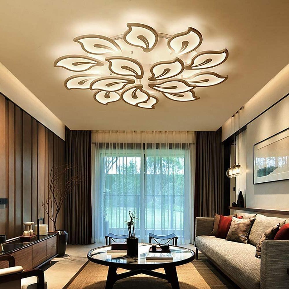 Geometric Flower LED Flush-Mount Ceiling Light — Metal and Acrylic, Dimmable, Remote Control, 5- to 15-Light