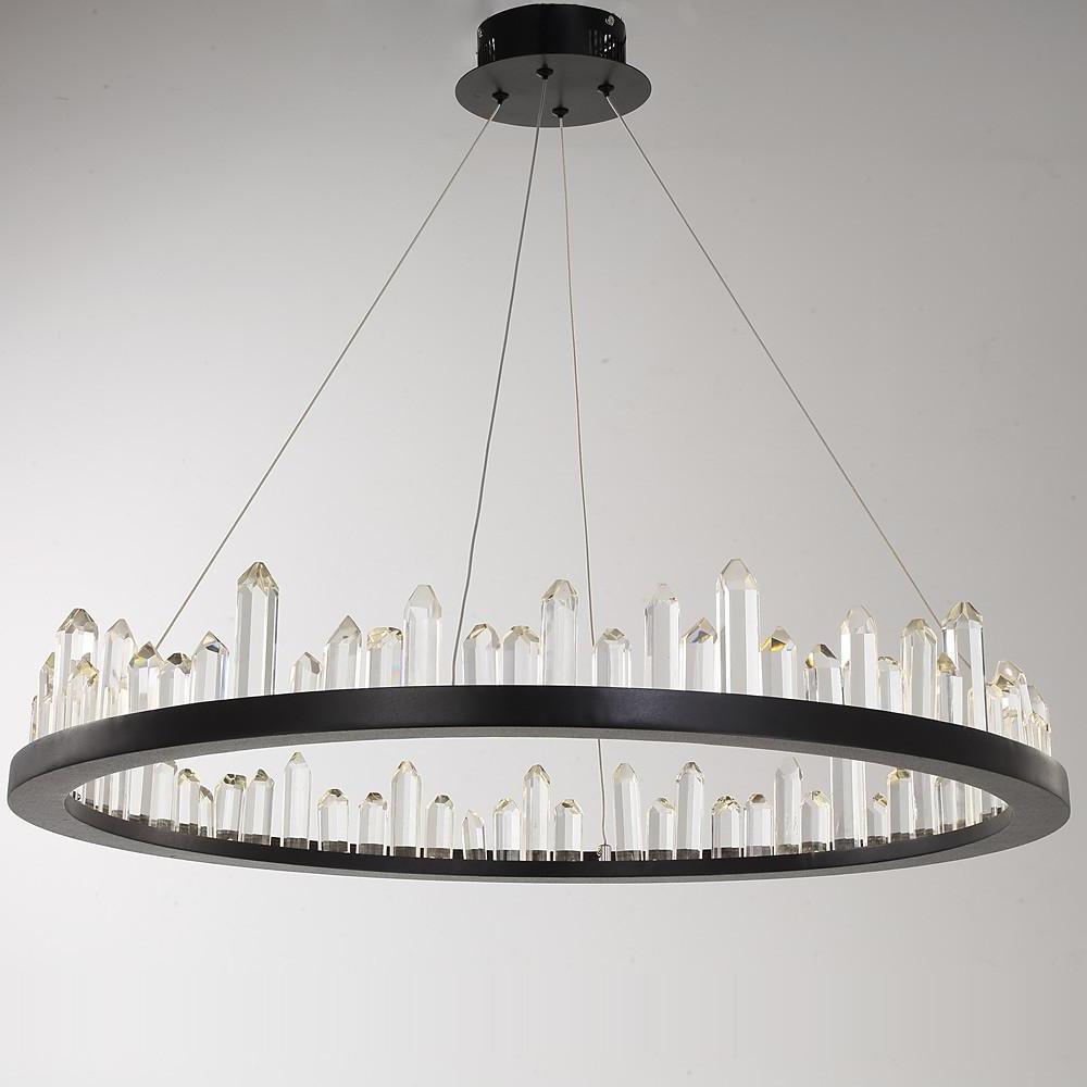 Circular Ring Crystal Chandelier — Metal, LED, 31" Diameter, Adjustable Height, 40W, 3000K / 6000K