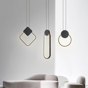 Modern Geometric Mini Pendant Light — Black Metal, LED E26/E27, 39" Adjustable Cord