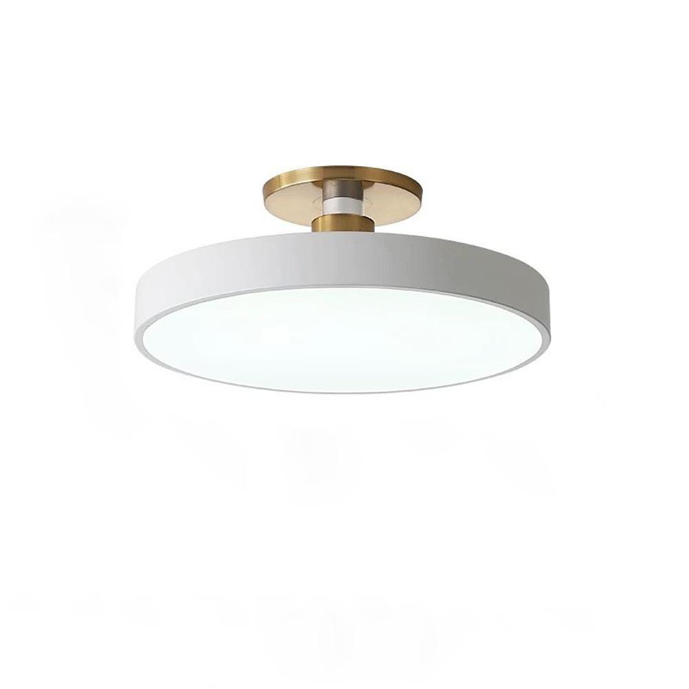 Circular LED Flush-Mount Ceiling Light — Metal and Acrylic, 16", 3000–5400K Adjustable